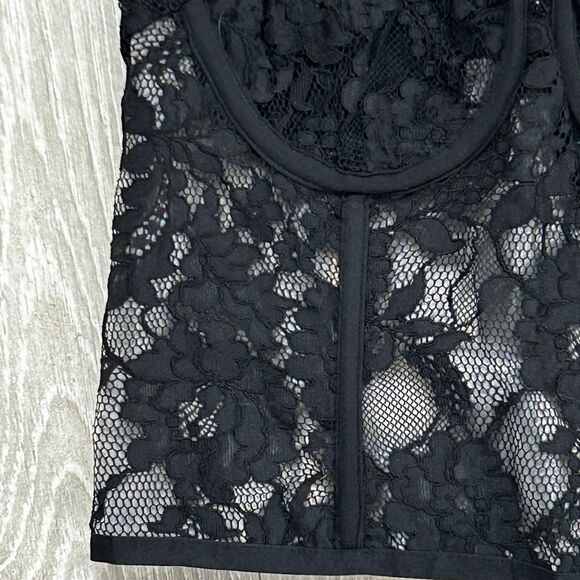 Express Corset Top Size 2 Black Lace Floral Fairygoth Whimsigoth Vamp Renfair - Picture 4 of 8